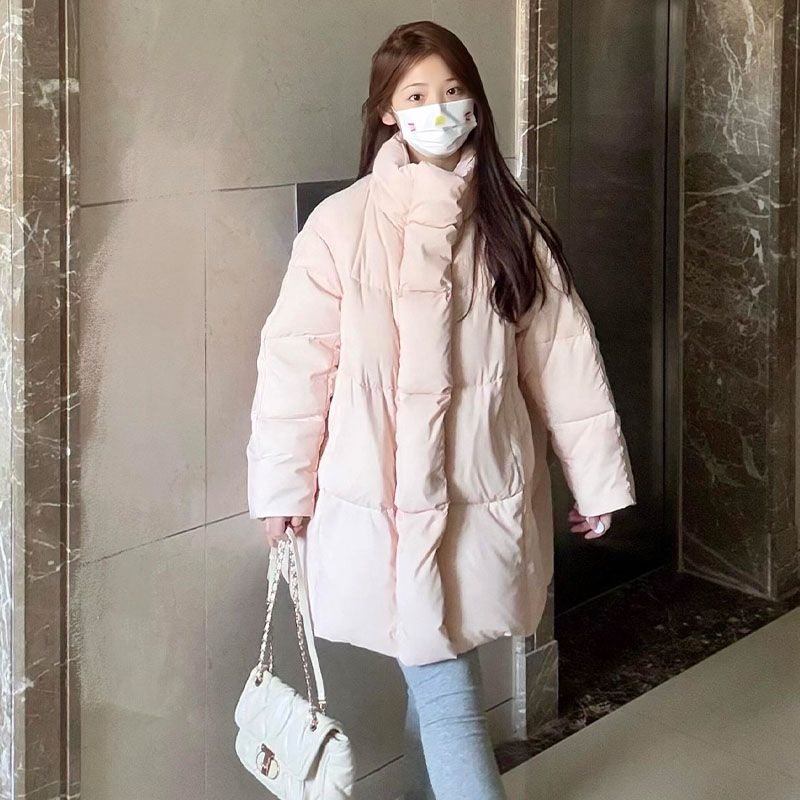 韩系轻柔软糯泡芙加厚保暖羽绒棉服女冬季高级感洋气面包服外套潮 - 图0