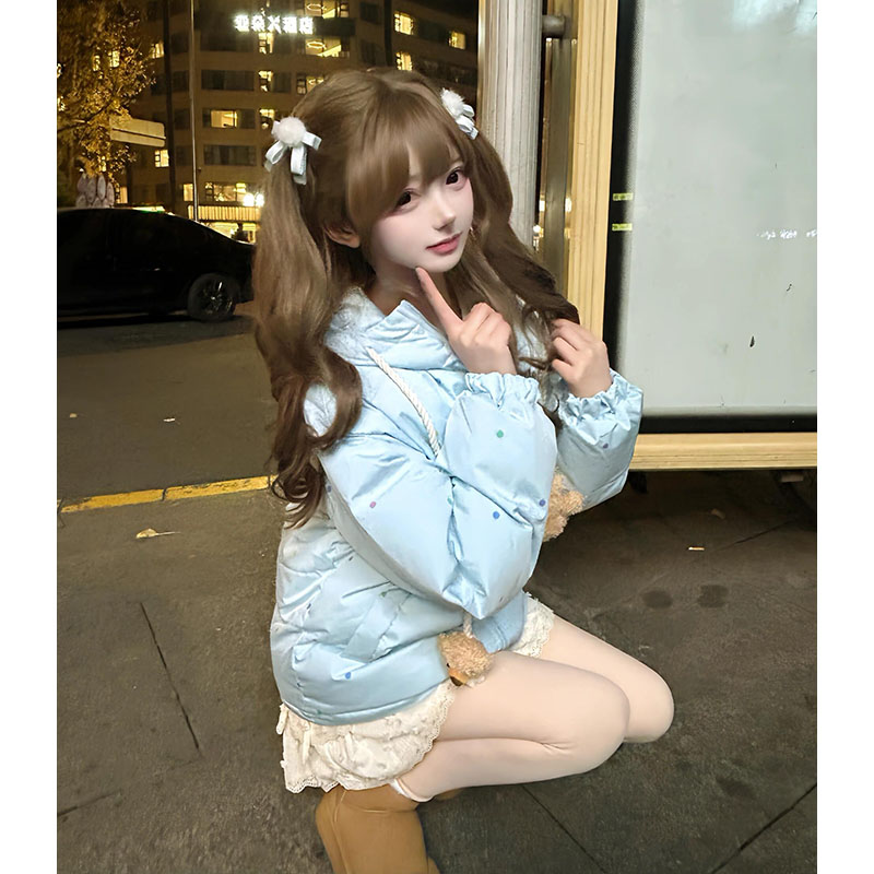 可爱波点立领羽绒棉服女冬季2025年巨好看超火洋气保暖棉衣面包服 - 图1