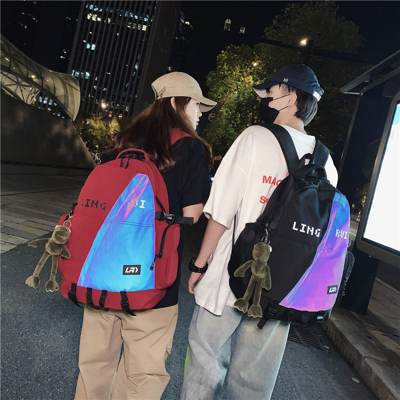 反光休闲运动女中学生男轻便双肩包 梦凡客双肩背包
