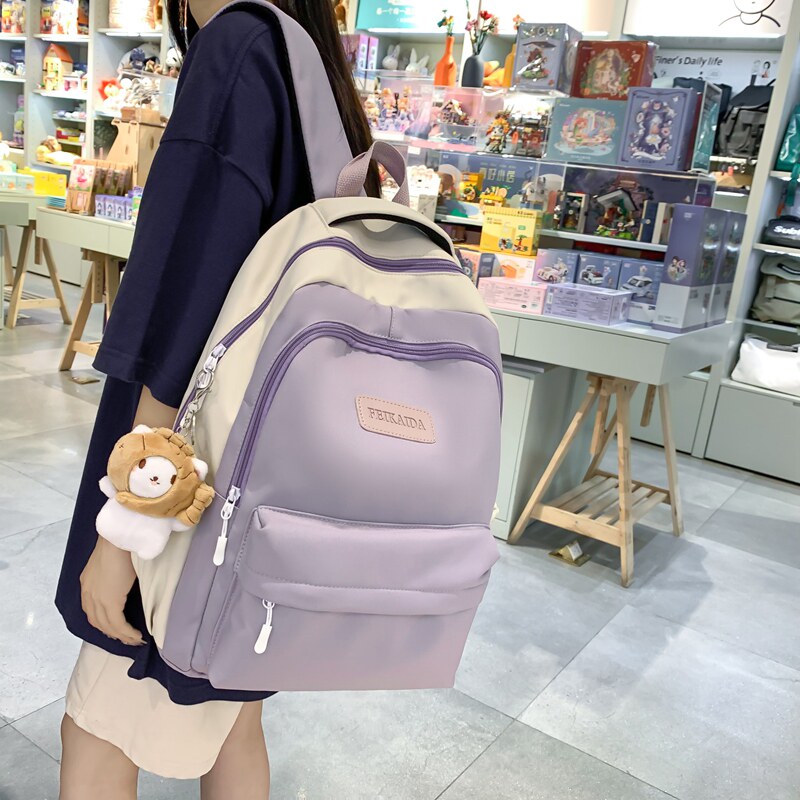 女2022新款大容量韩版简约电脑包 梦凡客双肩背包