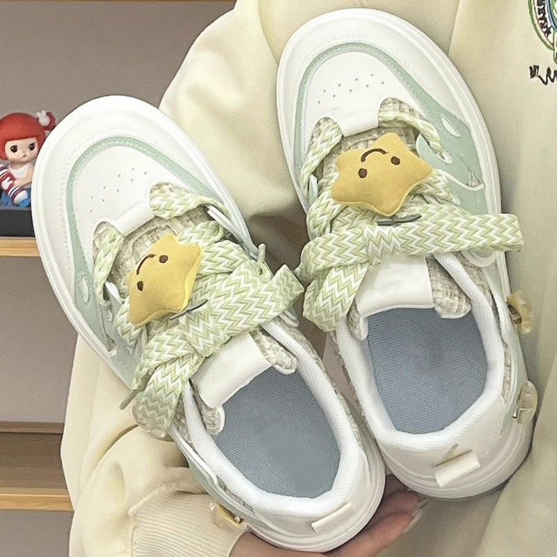 女童运动鞋韩版2024新款秋季星星休闲鞋小众透气增高平底儿童板鞋