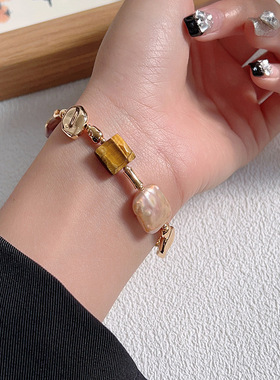 天然巴方块珍珠项链女ins轻奢小众气质高级感锁骨链项链潮