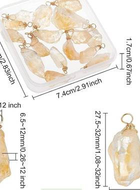 跨境天然黄水晶吊坠电镀原石不规则项链水晶碎石挂件diy饰品配饰