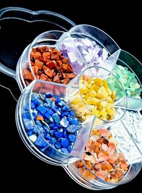 水晶玛瑙玉石七彩梅花查克拉礼盒套装摆件工艺品亚马逊速卖通热销