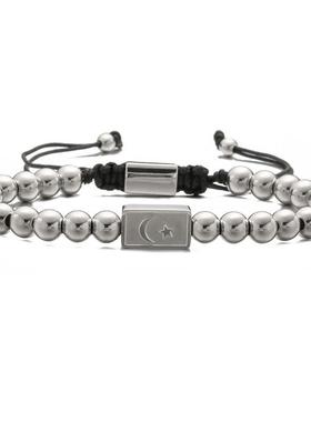 跨境亚马逊星星月亮方块手串手工编织设计款欧美男士手链现货