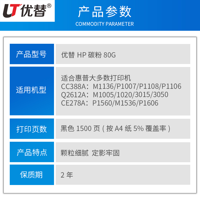 优替适用惠普388A 2612A硒鼓p1108 1007 1106 128fn 1213nf 1216 m1136 mfp 226dw打印机碳粉CE278A 88a墨粉 - 图1