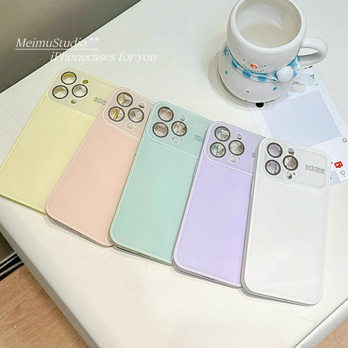 美牧夏日马卡龙纯色大视窗适用苹果17promax手机壳iphone16pro新款15秒变17极简14pm女13pro自带镜头膜16全包 - 图3