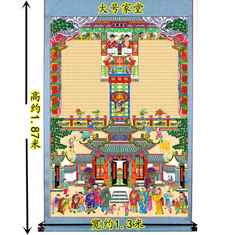 家堂轴子家谱挂画供奉老祖宗祖先堂老式家谱族谱宗谱卷轴仿古年画 - 图0