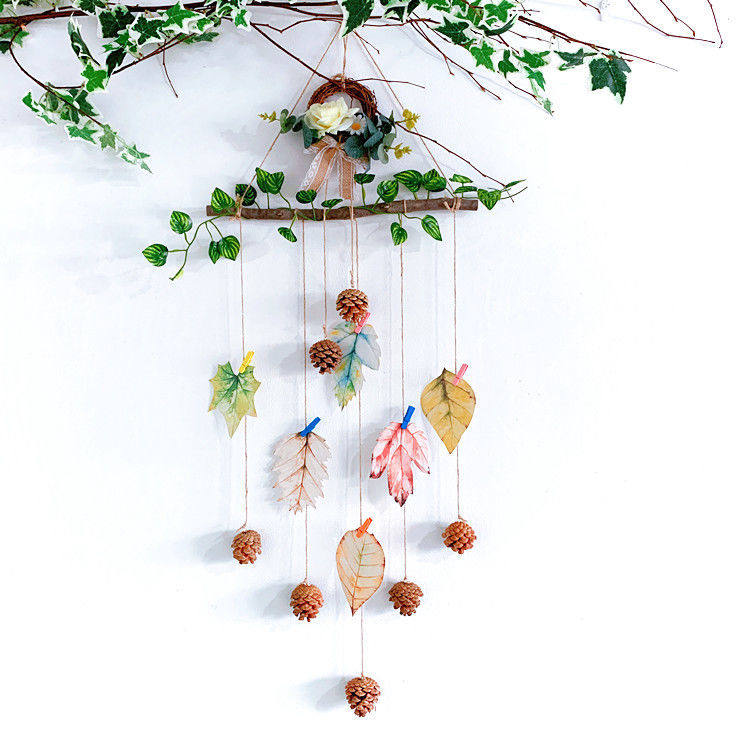 墙上挂照片装饰手工麻绳树枝松果壁饰客厅墙饰房间室内照片墙装饰