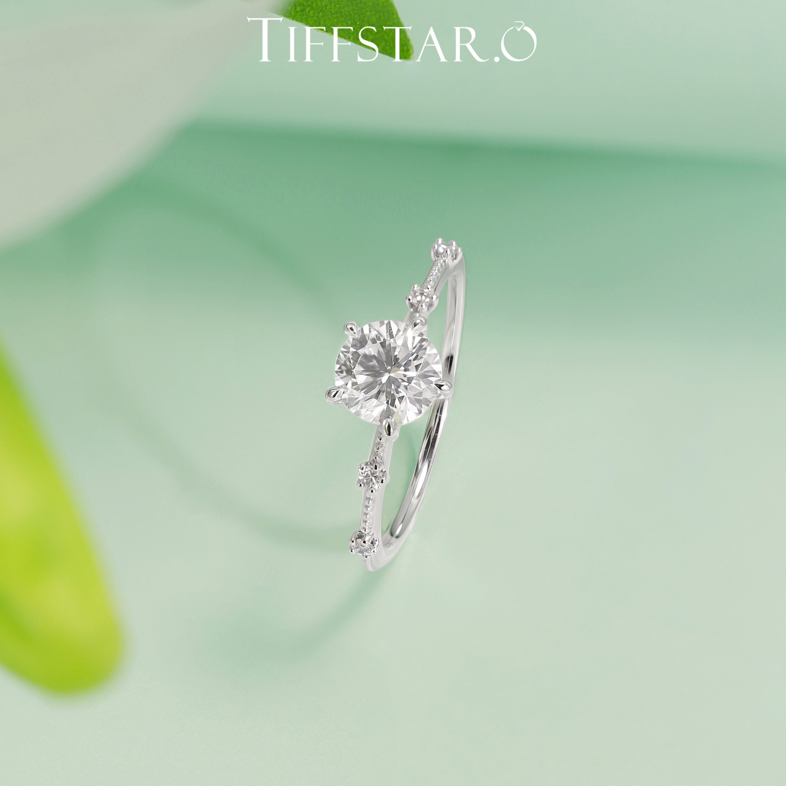Tiffany Diamond Platinum PT950 Cultured Diamond Ring