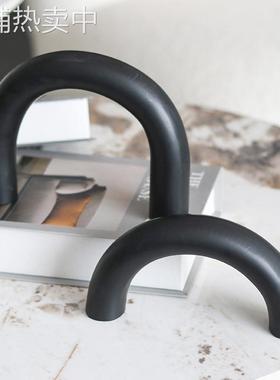 现代设计师艺术拱门组合几何摆件创意软装饰品客厅书房样板房摆件