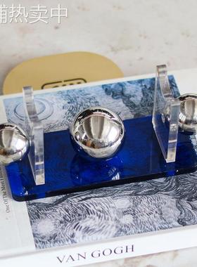 现代轻奢亚克力展示架摆件样板房售楼部几何金属球笔架装饰工艺品