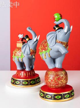 跨境新品马戏团大象摆件家居客厅酒柜电视柜玄关装饰品树脂工艺品