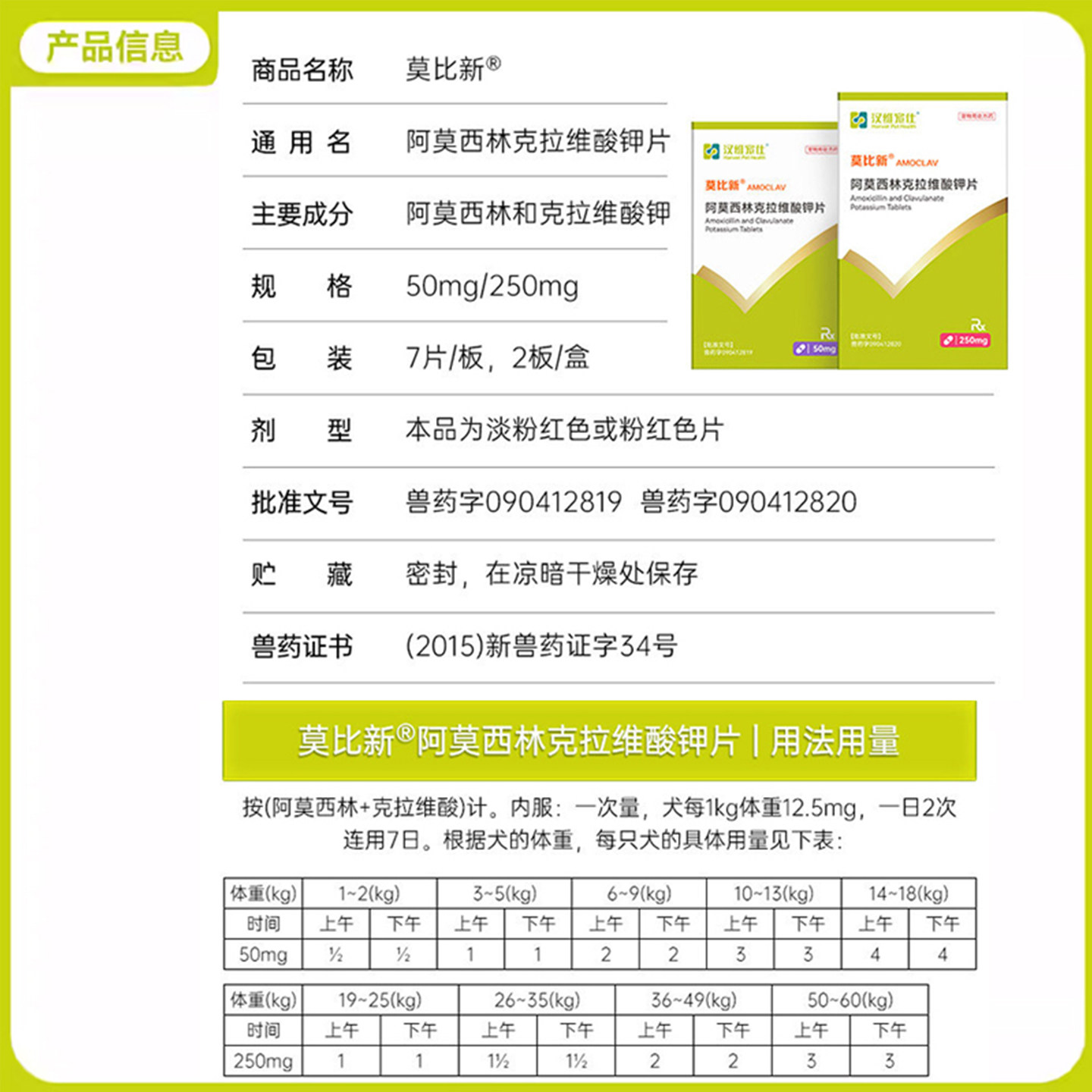汉维宠仕莫比新阿莫西林克拉维酸钾片宠物狗猫消炎感冒药咳嗽鼻支