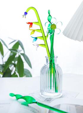 多头手工玻璃小花琉璃花束仿真花艺清新装饰精致插花玻璃花瓶摆件