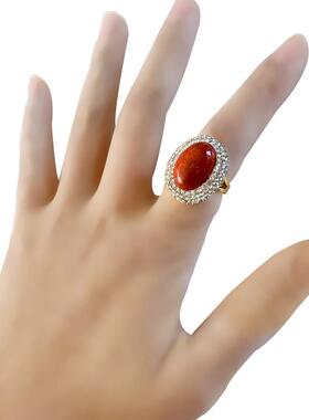 红海珠戒指时尚气质日常百搭网红款电商跨境戒指