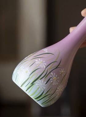手绘陶瓷小花瓶家居茶室装饰桌面摆件插花器插花干花植物水培容器