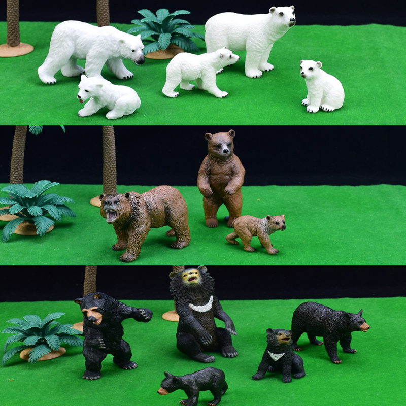 儿童动物模型大黑熊北极熊猫狗熊玩具摆件沙盘场景认知早教男-图0