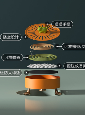 空之喵喵日式带盖创意防火蚊香炉