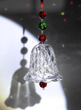 跨境红色透明水晶风铃窗户挂饰铃铛玻璃挂件节日圣诞树装饰品