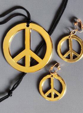 欧美流行狂欢节派对和平符项链万圣节圣诞节和平反战标志项链