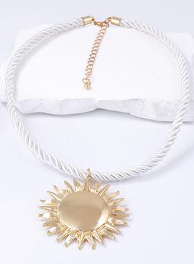 ZA跨境夏季时尚简约编织绳合金太阳花吊坠个性潮流百搭休闲女项链