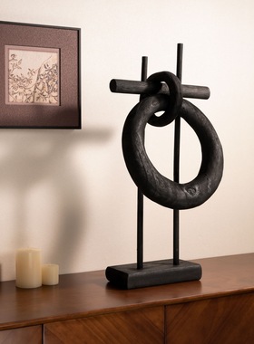 新中式禅意侘寂环形摆件样板间客厅玄关桌面装饰品酒店会所软装