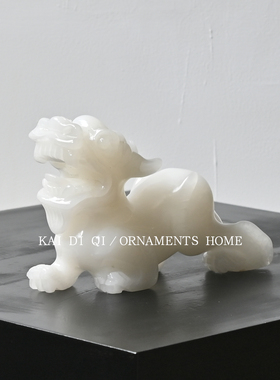 新中式精品貔貅玉石摆件办公室茶台书柜装饰工艺品玄关桌招财摆件