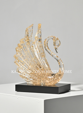 大展宏图招财金牛骏马摆件现代透明金箔树脂办公桌开业送礼工艺品