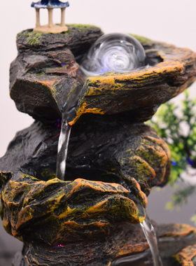 风水轮水车转运球造景客厅生财