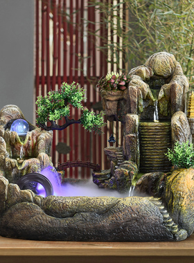 假山流水喷泉摆件客厅桌面造景