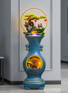 新中式加湿器流水摆件室内客厅角落玄关循环水喷泉落地招财风水轮