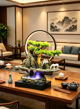 新中式假山流水喷泉摆件循环水景