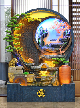 假山水幕墙流水屏风摆件公司客厅玄关貔貅风水轮隔断乔迁开业礼