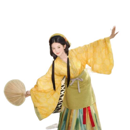 小个子新款汉服魏晋南北朝田园风种田古装演出汉元素襦裙成人套 - 图3