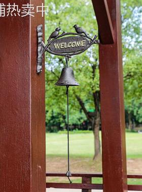 欧式复古铸铁WELCOME对鸟吊铃壁饰别墅花园墙饰门饰庭院阳台挂件