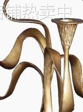 中古风烛台侘寂风家居创意丝带烛台金属造型后现代几何抽象美式