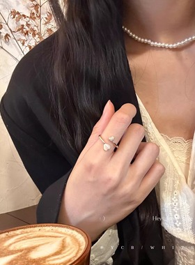 「浪漫狙击」轻奢气质百搭爱心猫眼戒指小众设计感指环开口食指