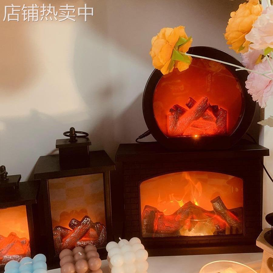 LED仿真火焰灯ins仿真壁炉灯假火炉装饰家用卧室氛围灯火焰台灯新 - 图2