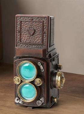 民国复古双筒望远镜树脂摆件-潮玩浪漫装饰品中国风客厅书房书桌