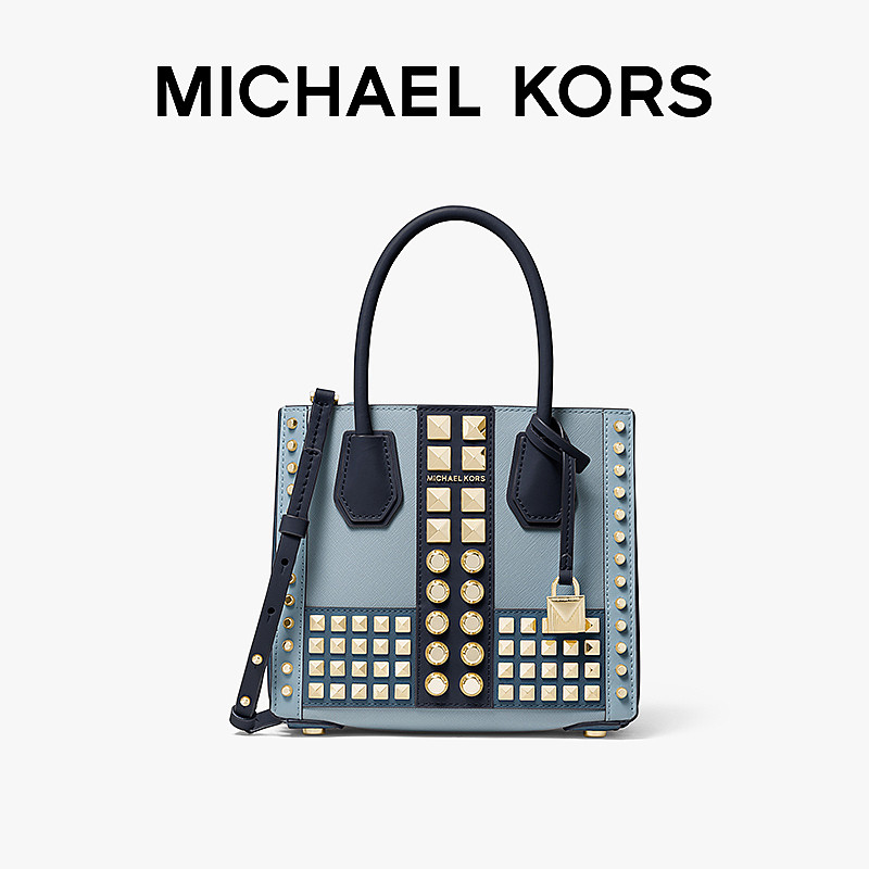 mk mercer小号拼色铆钉风琴单肩包 MICHAEL KORS女士包袋