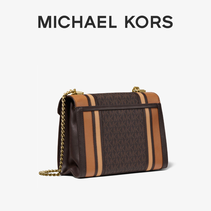 mk whitney大号老花拼色单肩斜挎包 MICHAEL KORS女士包袋