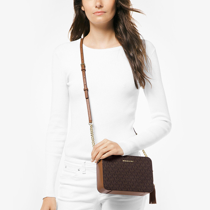 mk jet set中号老花流苏链条斜挎包 MICHAEL KORS女士包袋