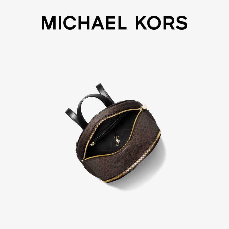 mk rhea zip中号老花豹纹双肩包 MICHAEL KORS双肩背包