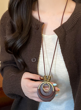 新中式禅意长款蝴蝶结帽子项链