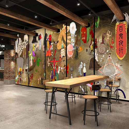 百鬼夜行壁纸浮世绘装饰壁画刺青工作室纹身店装修风格图背景墙纸 - 图2