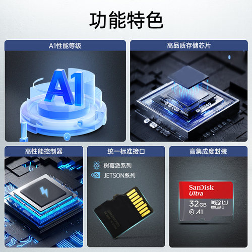 幻尔 树莓派TF内存卡 英伟达Jetson nano/32G/64G高速SD存储卡 - 图0