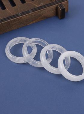 跨境热销亚马逊爆款天然石粉晶玫瑰石英戒指宽度6MM17#18#19#