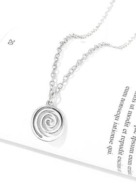 亚马逊新款蚊香项链高级感小众嘻哈挂坠简约圆形合金吊坠毛衣挂饰