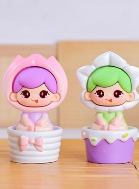 潮玩心愿盆栽盲盒卡通手办办公桌面摆件装饰品节日礼品送厂家直销
